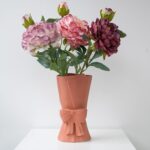 Pink Ceramic Bow Vase 9.64 in Distinctive Cute Trendy Ornamental Bouquet Fl... - Image 4