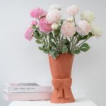 Pink Ceramic Bow Vase 9.64 in Distinctive Cute Trendy Ornamental Bouquet Fl... - Image 6