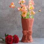 Pink Ceramic Bow Vase 9.64 in Distinctive Cute Trendy Ornamental Bouquet Fl... - Image 10