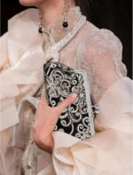 Clutch Purse for Girls Floral Embroidery Sequin Night Luggage Elegant Okay... - Image 3