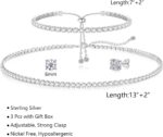 Tennis Necklace Bracelet for Ladies, Sterling Sliver, Dainty Chocker Ne... - Image 3