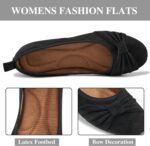 Ecetana Womens Flats Sneakers Dressy: Spherical Toe Bowknot Suede Foldable Co... - Image 4