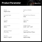 Brightin Star AF 50mm F1.4 Lens for Fujifilm XF Mount Mirrorless Camer... - Image 3