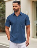 COOFANDY Mens Brief Sleeve Informal Button Down Shirts Summer season Untucked D... - Image 3
