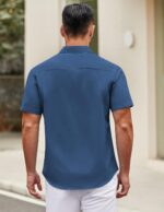 COOFANDY Mens Brief Sleeve Informal Button Down Shirts Summer season Untucked D... - Image 5