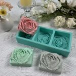 3 Cavities Rose Rower Cleaning soap Mildew Candle Wax Chocolate Cake Molds,Decora... - Image 3