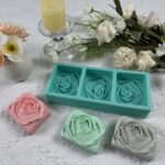 3 Cavities Rose Rower Cleaning soap Mildew Candle Wax Chocolate Cake Molds,Decora... - Image 4