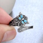 S925-Sterling-Silver Abalone Dragonfly-Turquoise Spoon Ring - Classic ... - Image 3