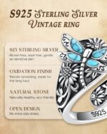 S925-Sterling-Silver Abalone Dragonfly-Turquoise Spoon Ring - Classic ... - Image 6