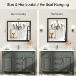 36x30 Inch Black Lavatory Mirror for Wall, Thick Steel Framed Rectangl... - Image 6