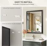36x30 Inch Black Lavatory Mirror for Wall, Thick Steel Framed Rectangl... - Image 7