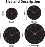 Mosewa 12 Inch Black Wall Clock Battery Operated Silent Non Ticking Mo... - Image 3