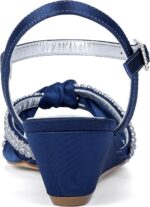 Girls's Satin Wedge Sandals Rhinestone Bowknot Marriage ceremony Occasion Footwear wit... - Image 5