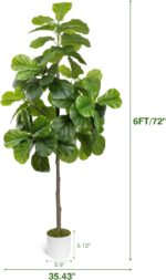 6FT Synthetic Fiddle Leaf Fig Tree - Tall Pretend Tree with White Plante... - Image 4