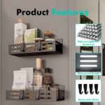 2 Pack Magnetic Spice Rack for Fridge, Black Magnetic Shelf and ... - Image 5