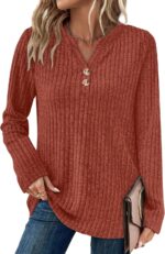 SAMPEEL Womens Sweaters Light-weight Lengthy Sleeve Shirts V Neck Tops wit... - Image 3