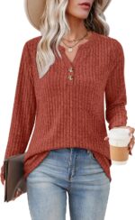 SAMPEEL Womens Sweaters Light-weight Lengthy Sleeve Shirts V Neck Tops wit... - Image 4
