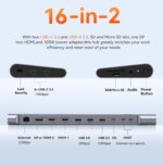 TobenONE MacBook Docking Station Twin 4K@60Hz Monitor, 16-in-2 USB C D... - Image 7