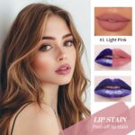 3 PCS Peel Off Lip Stain Set,Pink Peel Off Lip Liner Lip Tint Set,Lengthy... - Image 3