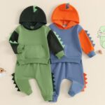 Toddler Child Boy Hooded Dinosaur Fall Outfit Distinction Sweatshirt Pant S... - Image 5