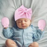 New child Child Hats Mittens Units Bow Toddler Caps Gloves No Scratch Mitte... - Image 5