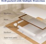 28x36 Inch Rectangle Walnut Lavatory Mirror, Anti-Rust 4MM Tempered Gl... - Image 4