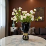 Black and Gold Bow Ceramic Vase - Flower Vases for House Decor, Bow Dec... - Image 4