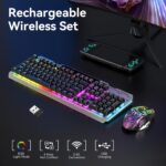 Wi-fi Gaming Keyboard and Mouse Combo, RGB Backlit Rechargeable 200... - Image 4