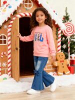 Toddler Woman Garments Lengthy Sleeve Cartoon & Letter Graphic Prime + Fruit ... - Image 5