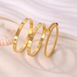 Gold Bracelets for Girls - Stackable Bangles with Love & Friendship Th... - Image 5