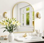 Arched Wall-Mounted Mirror, 20"x30" Arch Rest room Mirror, Gold Vainness ... - Image 4