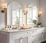 Arched Wall-Mounted Mirror, 20"x30" Arch Rest room Mirror, Gold Vainness ... - Image 5