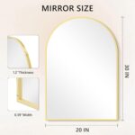 Arched Wall-Mounted Mirror, 20"x30" Arch Rest room Mirror, Gold Vainness ... - Image 7