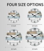 Wall Clock Battery Operated 12 Inch Silent Non Ticking Coastal Design ... - Image 3
