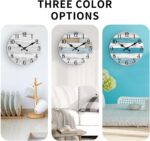 Wall Clock Battery Operated 12 Inch Silent Non Ticking Coastal Design ... - Image 4