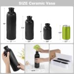 Small Black Ceramic Vase Set of three, Boho Trendy Black Flower Vase Room ... - Image 3
