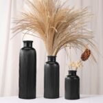 Small Black Ceramic Vase Set of three, Boho Trendy Black Flower Vase Room ... - Image 4
