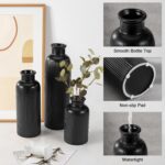 Small Black Ceramic Vase Set of three, Boho Trendy Black Flower Vase Room ... - Image 6