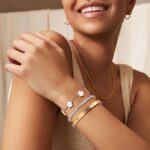 Womens Stackable Floral Gold Bracelets - 3Pcs 18K Gold Plated Bracelet... - Image 4