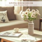 Hanobe Boho Vases House Decor: Rustic Farmhouse Wooden Vase for Dwelling Ro... - Image 4