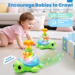 Child Toys 6-12 Months, Musical Crawling Press to Spin & Glow Turtle To... - Image 4