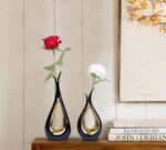 Black and Gold Vase for Dwelling Decor Hole Ceramic Vases Set of two Nordi... - Image 3