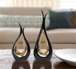 Black and Gold Vase for Dwelling Decor Hole Ceramic Vases Set of two Nordi... - Image 4