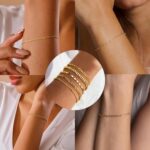Gold Bracelets for Girls Stylish,14K Gold Plated Dainty Stackable Paper... - Image 7