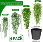 Synthetic Hanging Vegetation for Shelf, 4 Pack Pretend Potted Greenery Plant... - Image 3