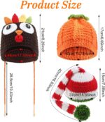 Jiuguva 3 Items Child Crochet Beanie Set, Turkey Hat Pumpkin Beanie an... - Image 3