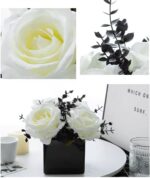 LADADA Synthetic Flowers with Small Ceramic Vases, Roses in Vases Pla... - Image 3