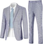 Seersucker Slim Fits for Males Formal Casul Summer time Seaside Wedding ceremony Grooms... - Image 3