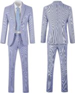 Seersucker Slim Fits for Males Formal Casul Summer time Seaside Wedding ceremony Grooms... - Image 7