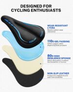Bike Seat Cushion - Gel Padded Bike Seat Cowl for Males Girls Consolation, ... - Image 5